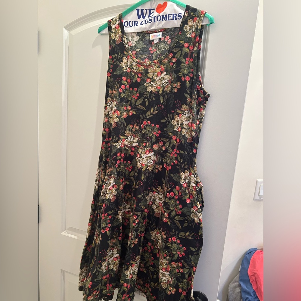LuLaRoe Black Floral Midi Dress